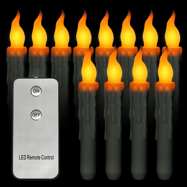 12-24-36 Flameless Floating LED Candles Light Magic Wand Remote Control Halloween Decoration Christmas Tree Decor Lights Party