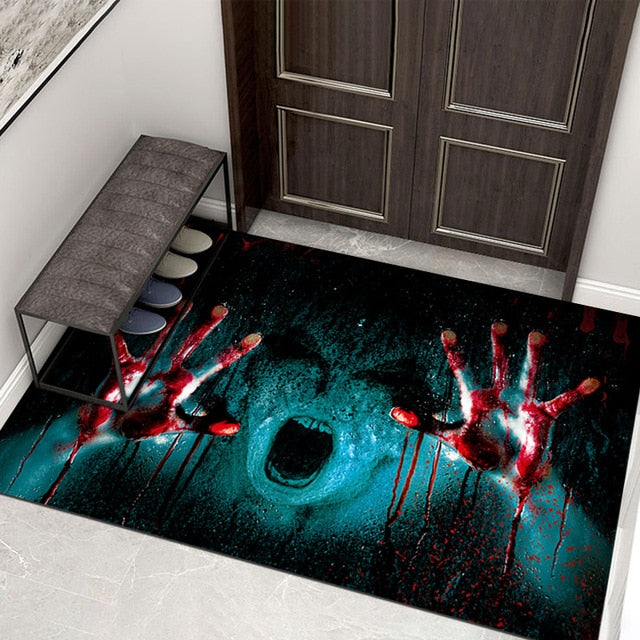3D Horror Party Festival Decorations Halloween Sewer Clown Carpet Illusion Rugs Door Living Room Floor Mat Kitchen Home Soft Mat