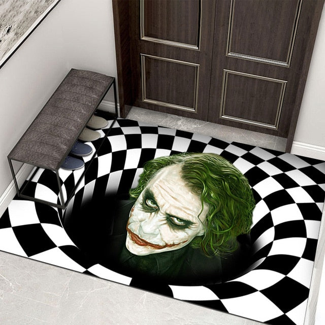 3D Horror Party Festival Decorations Halloween Sewer Clown Carpet Illusion Rugs Door Living Room Floor Mat Kitchen Home Soft Mat
