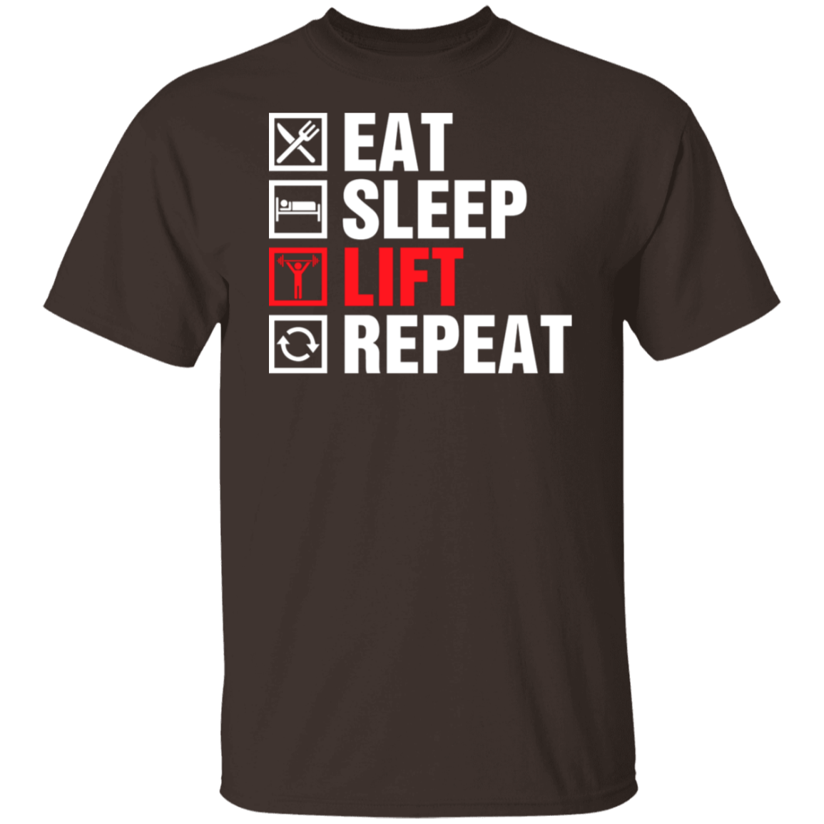 "Eat, Sleep, Lift, Repeat" Fitness T-Shirt – Ultimate Gym Wear for Weight Lifters and Fitness Enthusiasts!