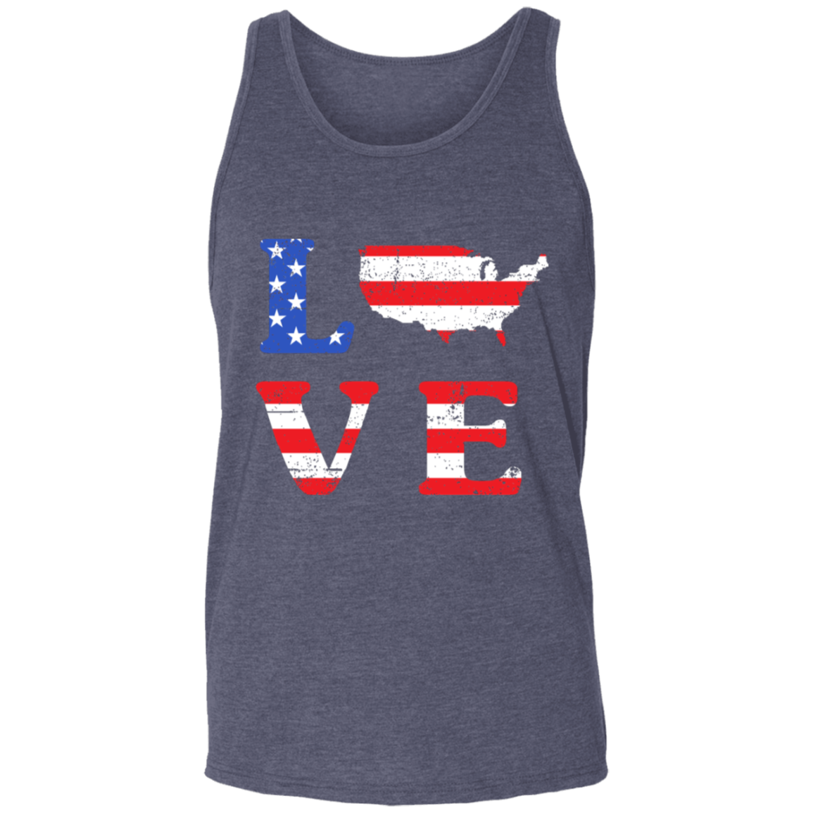 Patriotic "LOVE" Unisex Tank Top – USA Shaped "O" for Proud Americans