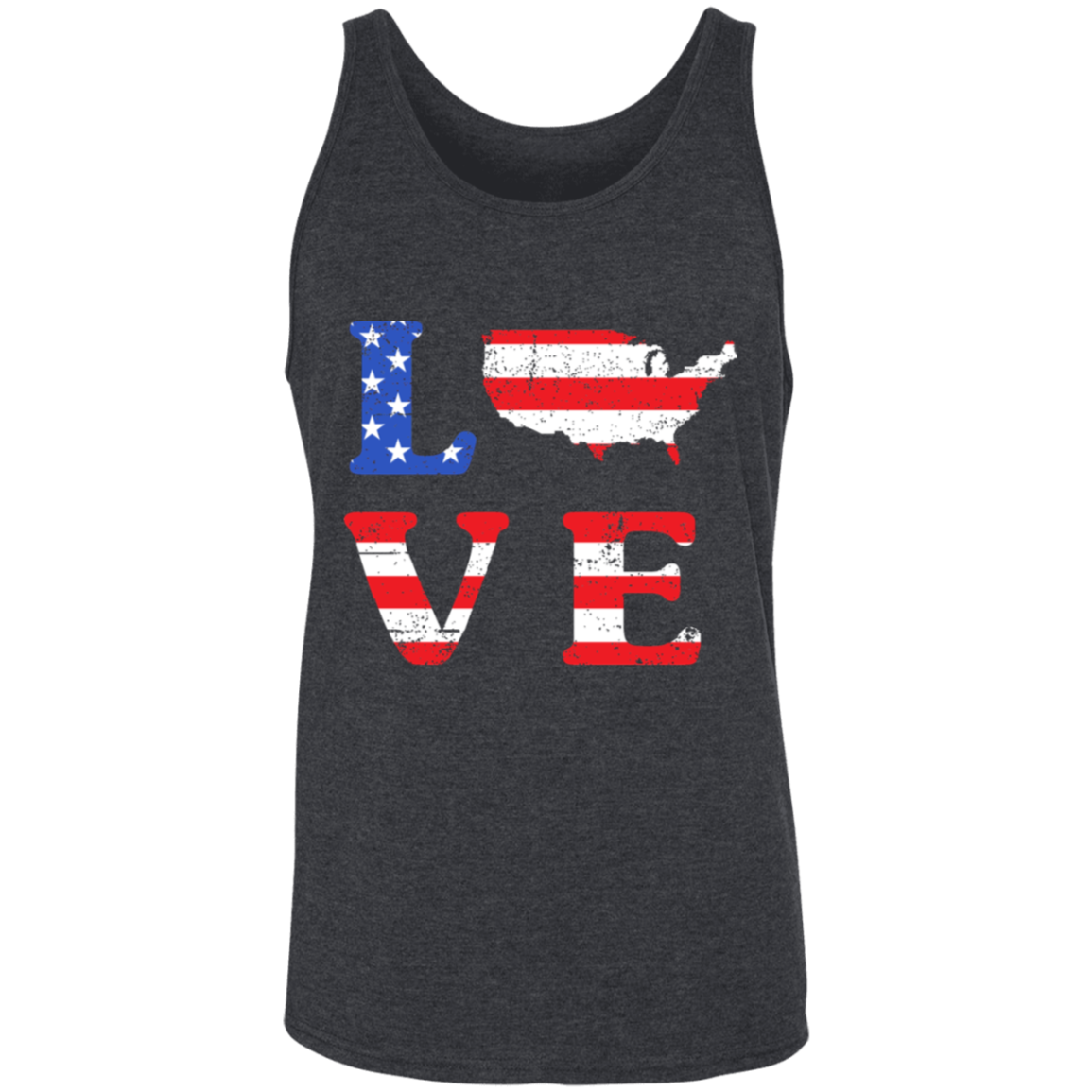 Patriotic "LOVE" Unisex Tank Top – USA Shaped "O" for Proud Americans