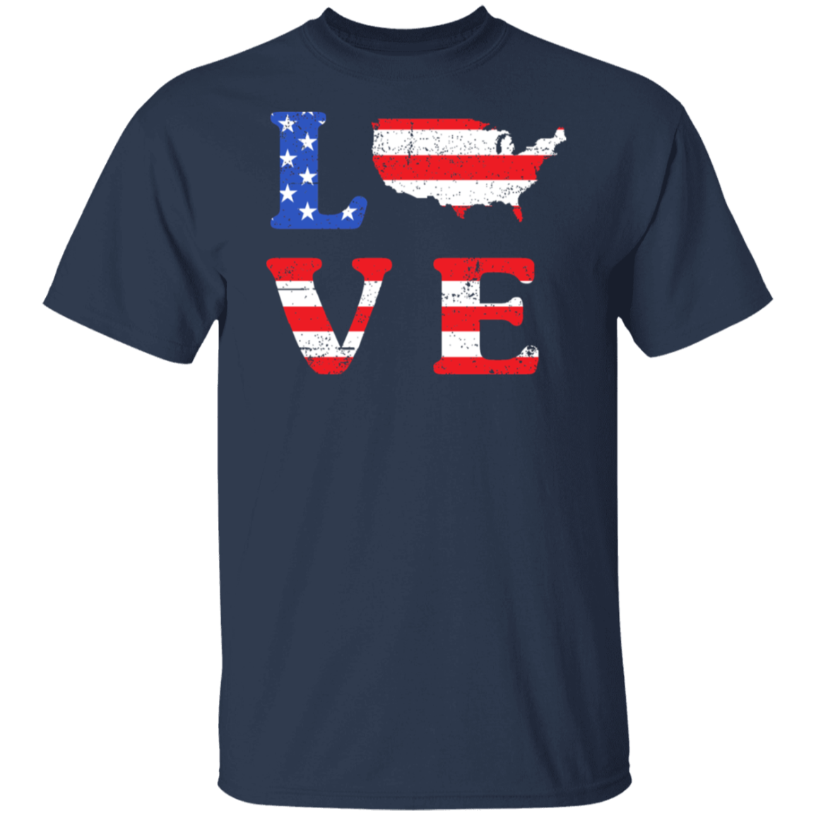 Patriotic "LOVE" T-Shirt – USA Shaped "O" for Proud Americans
