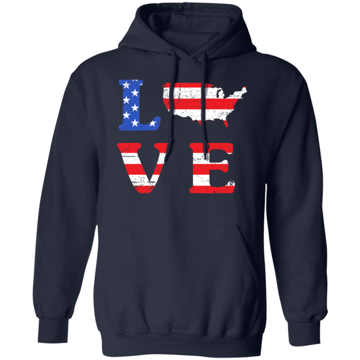 Patriotic "LOVE" Hoodie – USA Shaped "O" for Proud Americans