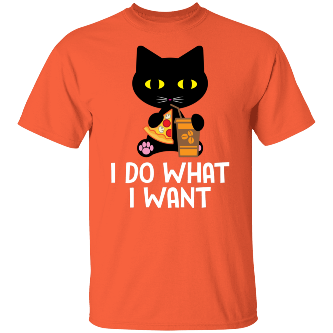 "I Do What I Want" Black Cat Pizza & Coffee T-Shirt – The Perfect Tee for Cat Lovers, Cat Owners & Cat Ladies!