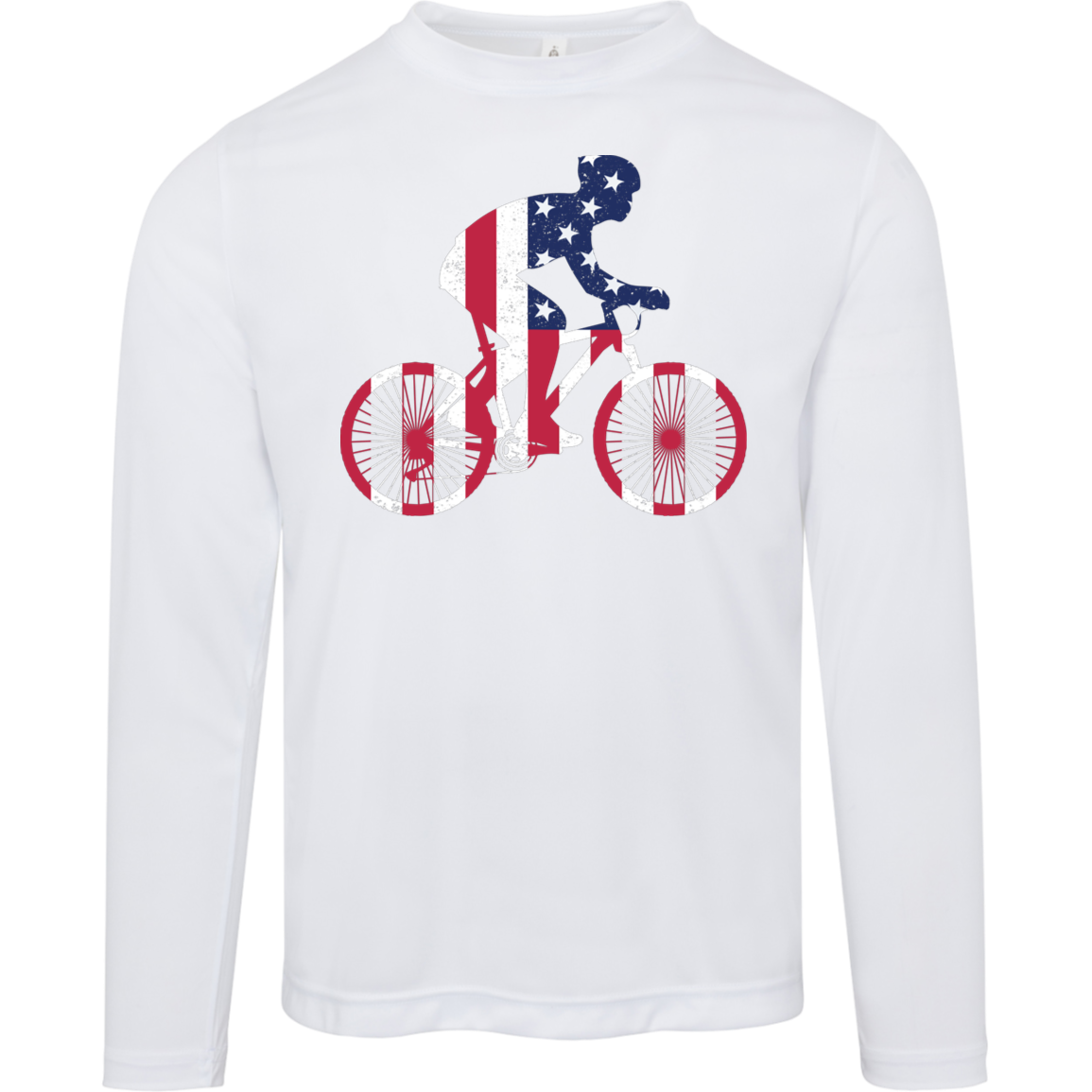 "Freedom Ride" Long Sleeve Tee – Moisture-Wicking & UV 40+ Protection - Great Gift for Patriotic Cyclists!