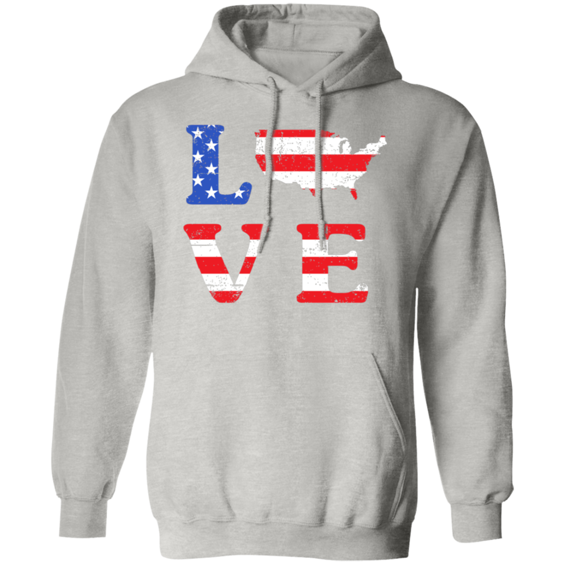 Patriotic "LOVE" Hoodie – USA Shaped "O" for Proud Americans