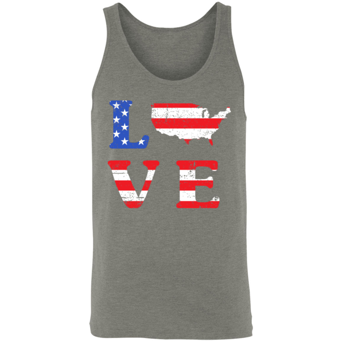 Patriotic "LOVE" Unisex Tank Top – USA Shaped "O" for Proud Americans