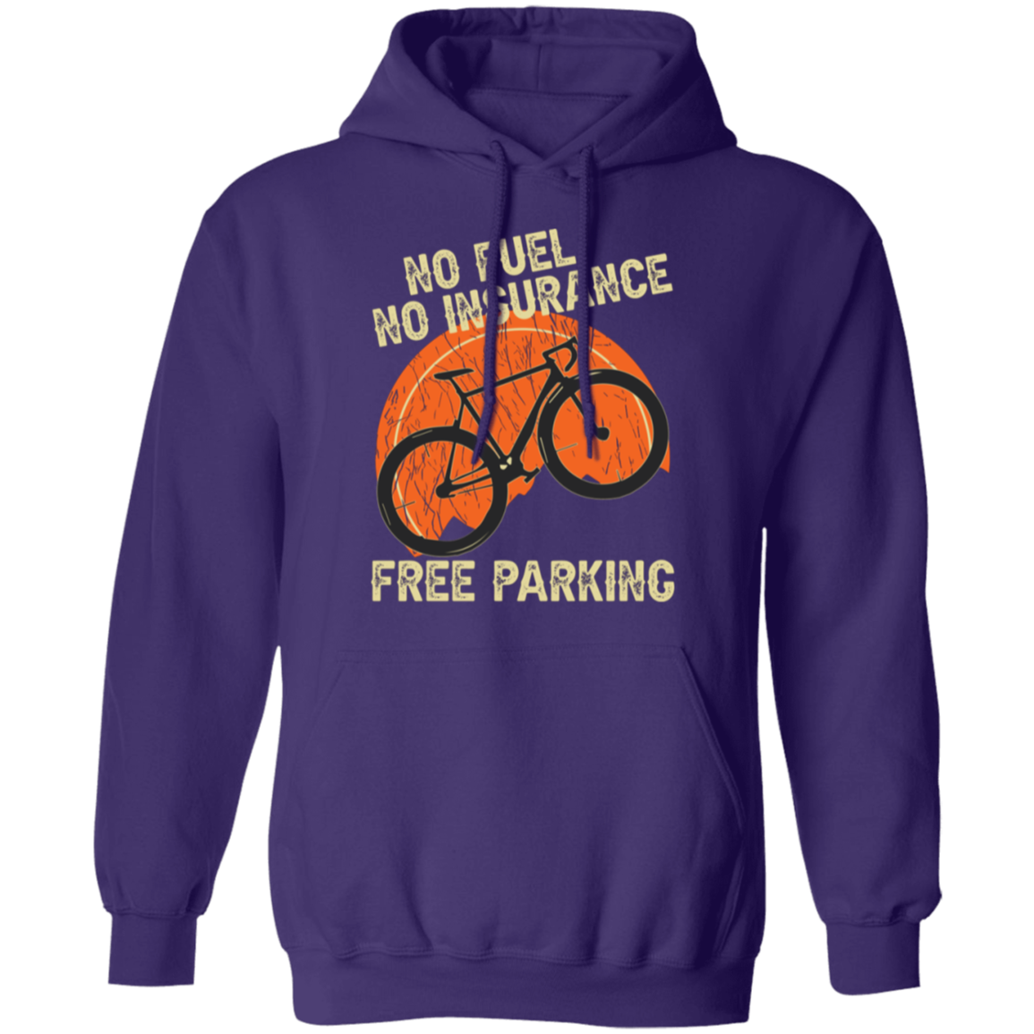 "Bicycling Benefits" Hoodie: No Fuel, No Insurance, Free Parking - Great Gift for Cycling Enthusiasts!