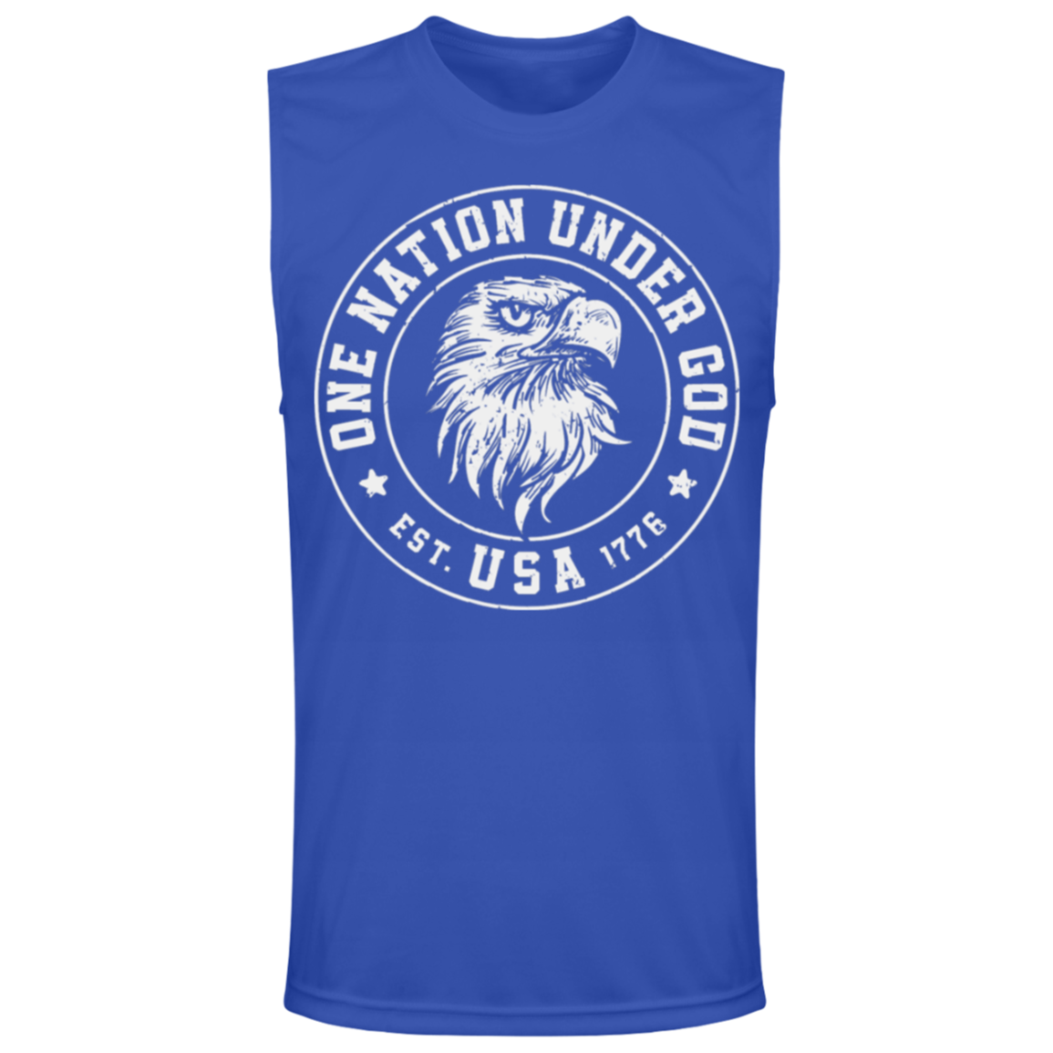 "One Nation Under God: USA Est. 1776" Patriotic Eagle Muscle Tee