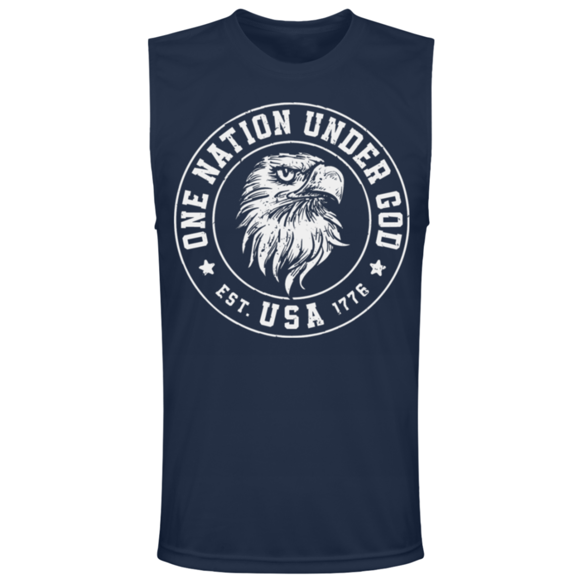 "One Nation Under God: USA Est. 1776" Patriotic Eagle Muscle Tee