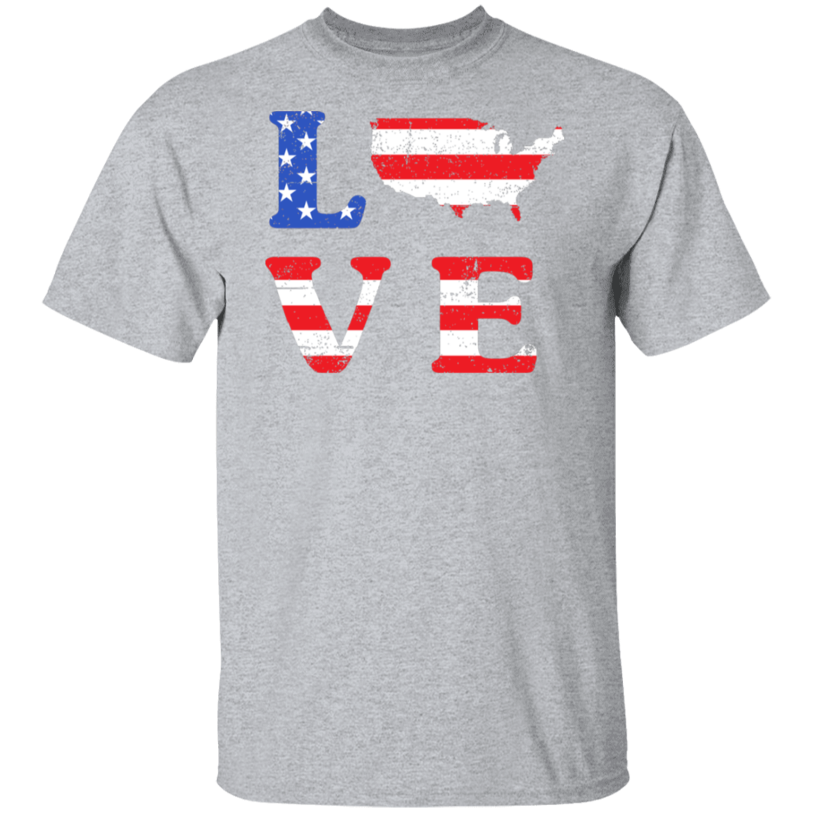 Patriotic "LOVE" T-Shirt – USA Shaped "O" for Proud Americans
