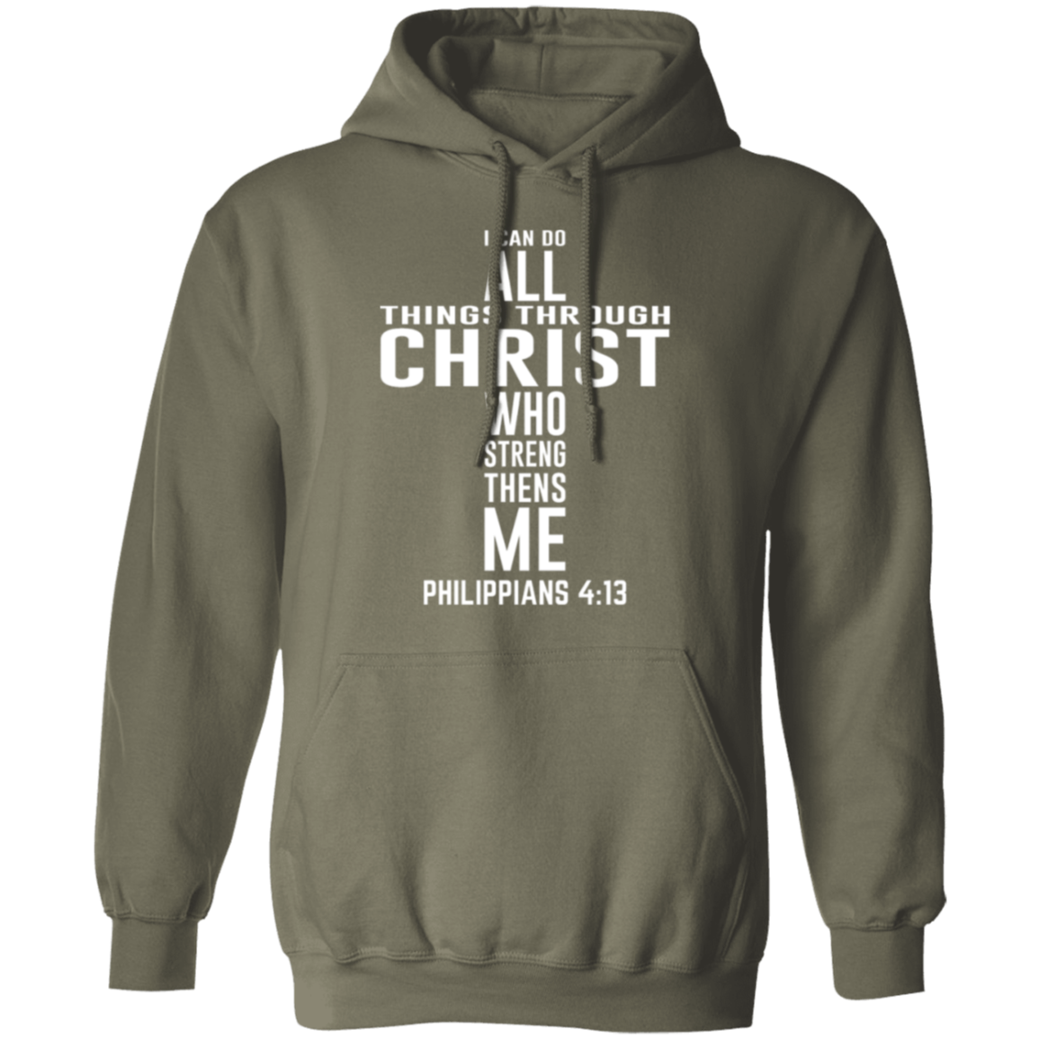 Philippians 4:13 Christian Cross Pullover Hoodie