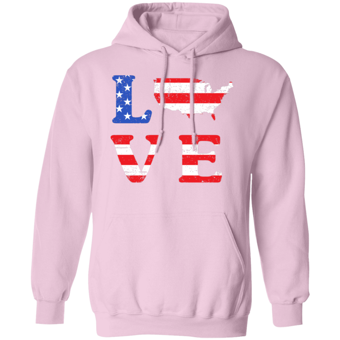 Patriotic "LOVE" Hoodie – USA Shaped "O" for Proud Americans