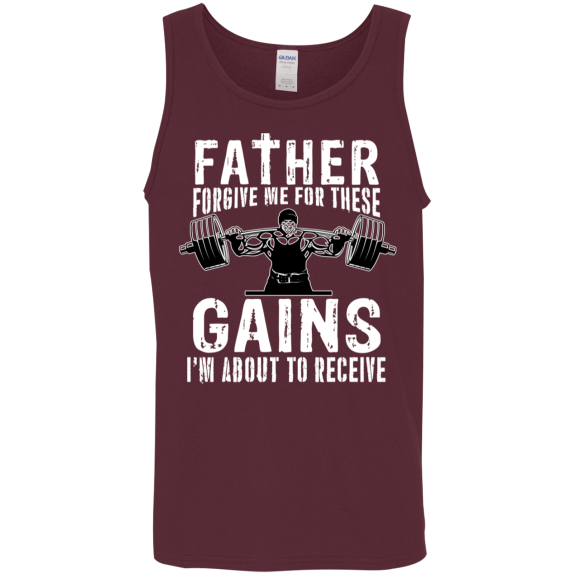 "Father Forgive Me For These Gains I'm About To Receive" Tank Top | Workout Humor Gym Wear