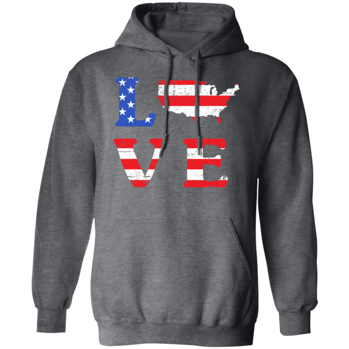 Patriotic "LOVE" Hoodie – USA Shaped "O" for Proud Americans