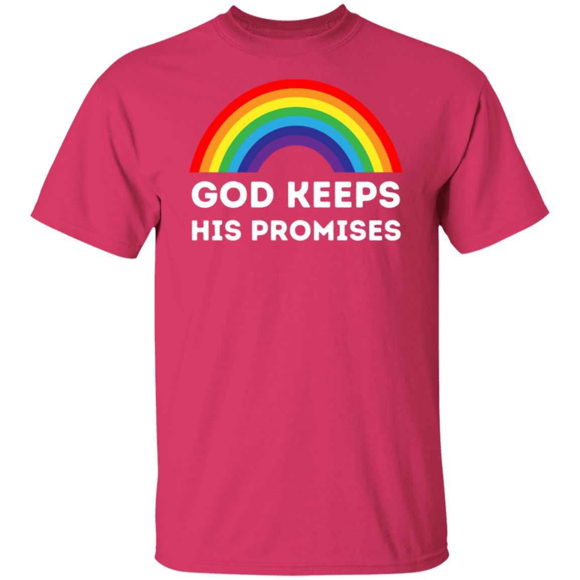 "God Keeps His Promises" Rainbow T-Shirt – Inspirational Christian Apparel
