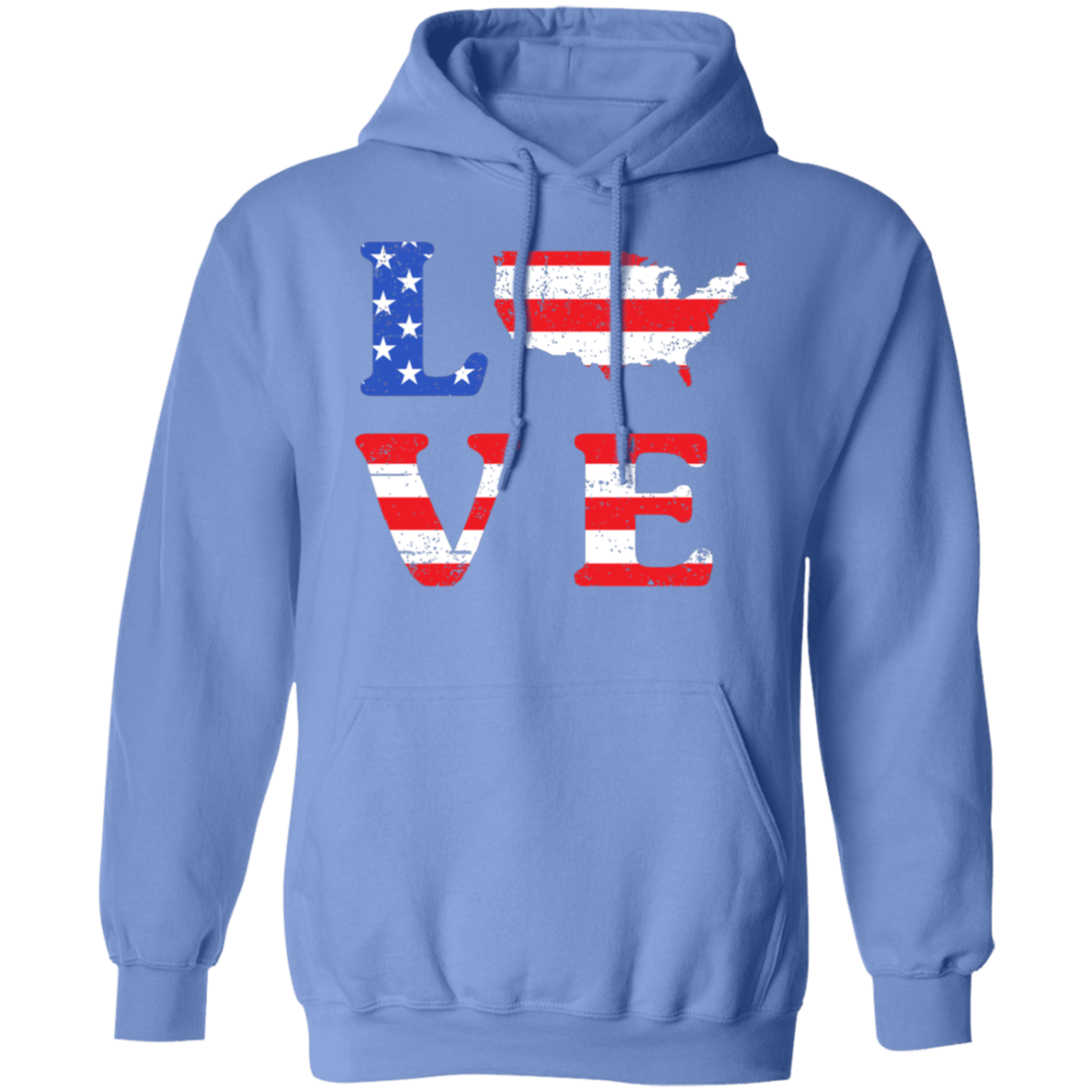 Patriotic "LOVE" Hoodie – USA Shaped "O" for Proud Americans
