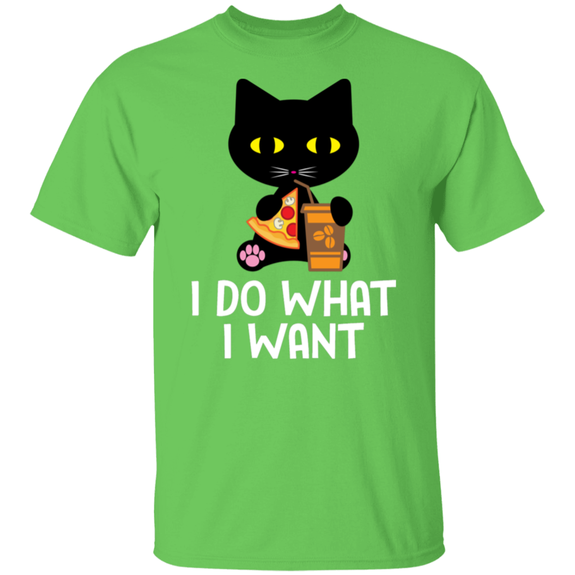 "I Do What I Want" Black Cat Pizza & Coffee T-Shirt – The Perfect Tee for Cat Lovers, Cat Owners & Cat Ladies!