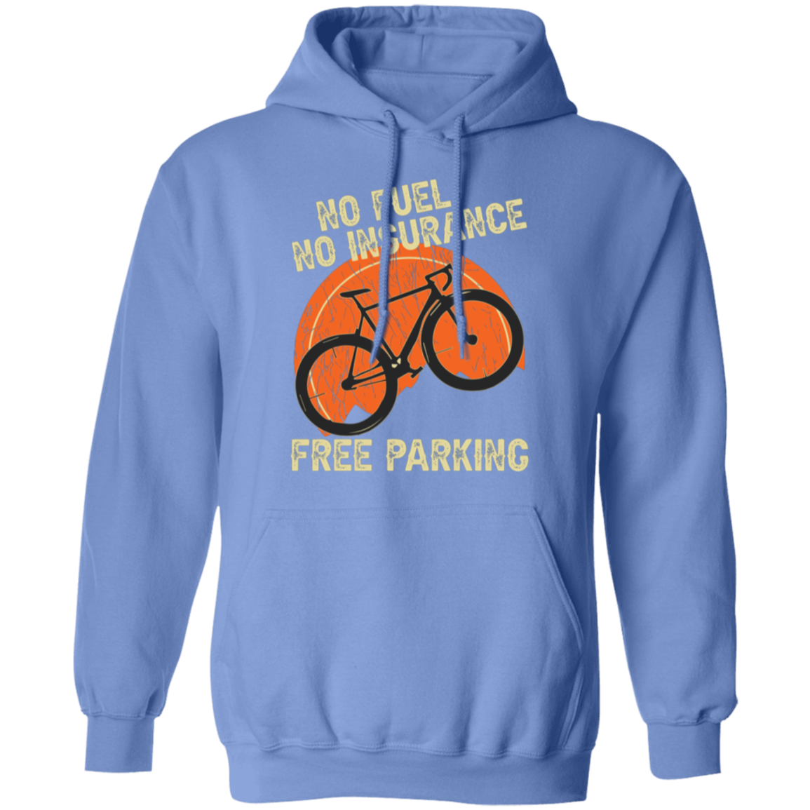 "Bicycling Benefits" Hoodie: No Fuel, No Insurance, Free Parking - Great Gift for Cycling Enthusiasts!