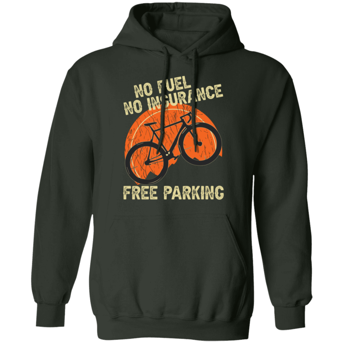 "Bicycling Benefits" Hoodie: No Fuel, No Insurance, Free Parking - Great Gift for Cycling Enthusiasts!