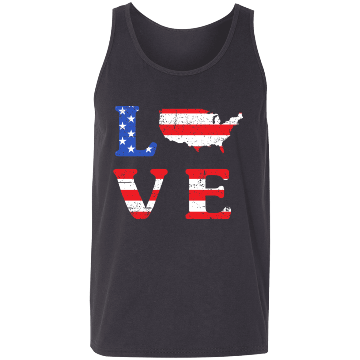 Patriotic "LOVE" Unisex Tank Top – USA Shaped "O" for Proud Americans