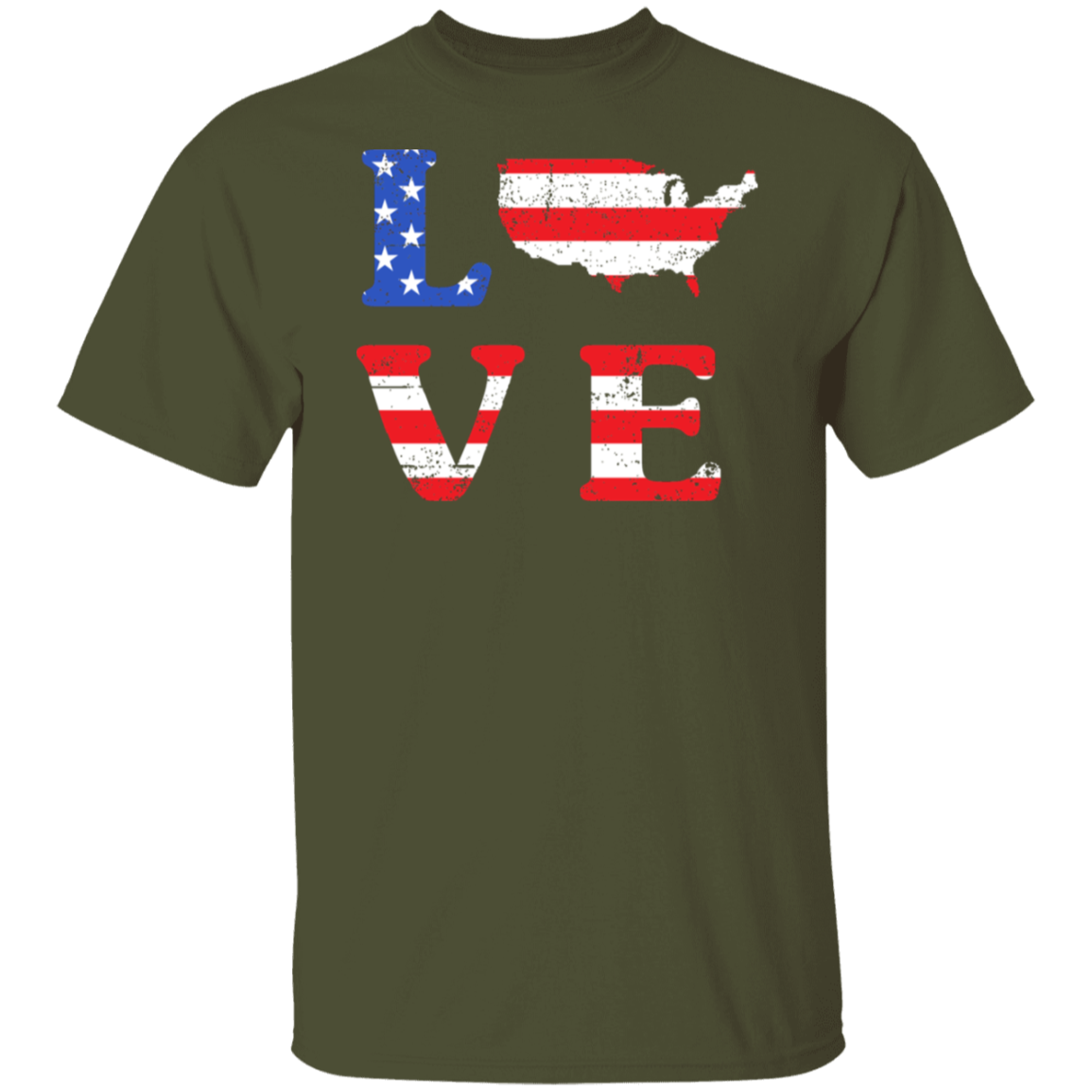 Patriotic "LOVE" T-Shirt – USA Shaped "O" for Proud Americans
