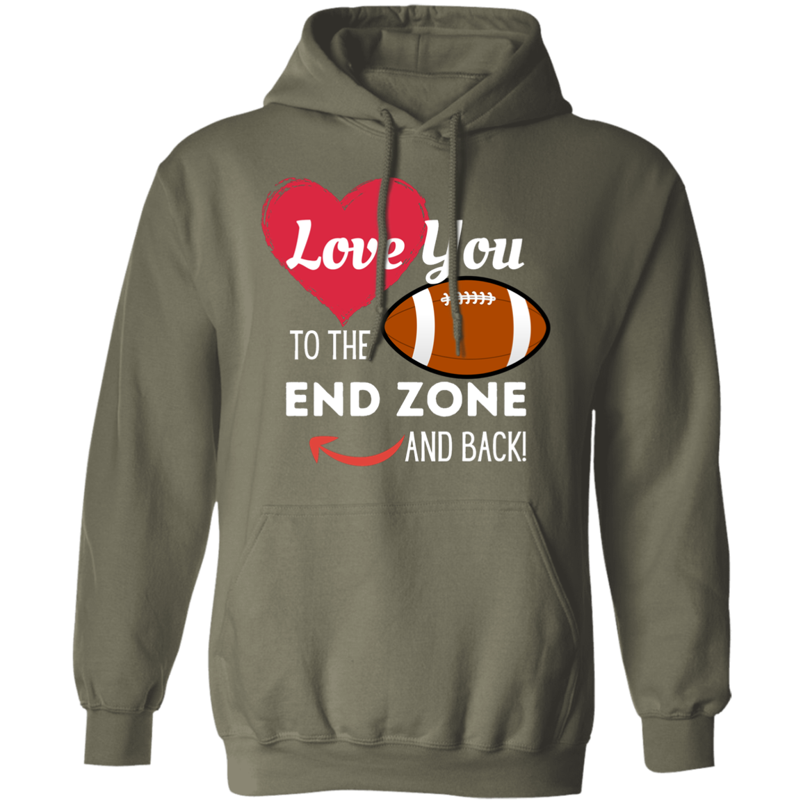 "Love You to the End Zone and Back" Football Hoodie – Perfect Gift for Football Lovers