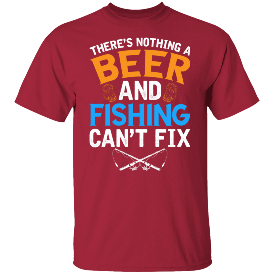 "There's Nothing A Beer And Fishing Can't Fix" T-Shirt – Perfect for Fishing Enthusiasts & Beer Lovers!