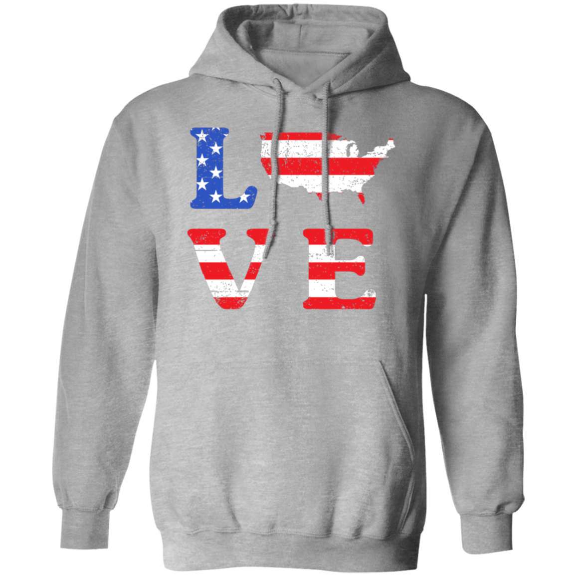 Patriotic "LOVE" Hoodie – USA Shaped "O" for Proud Americans