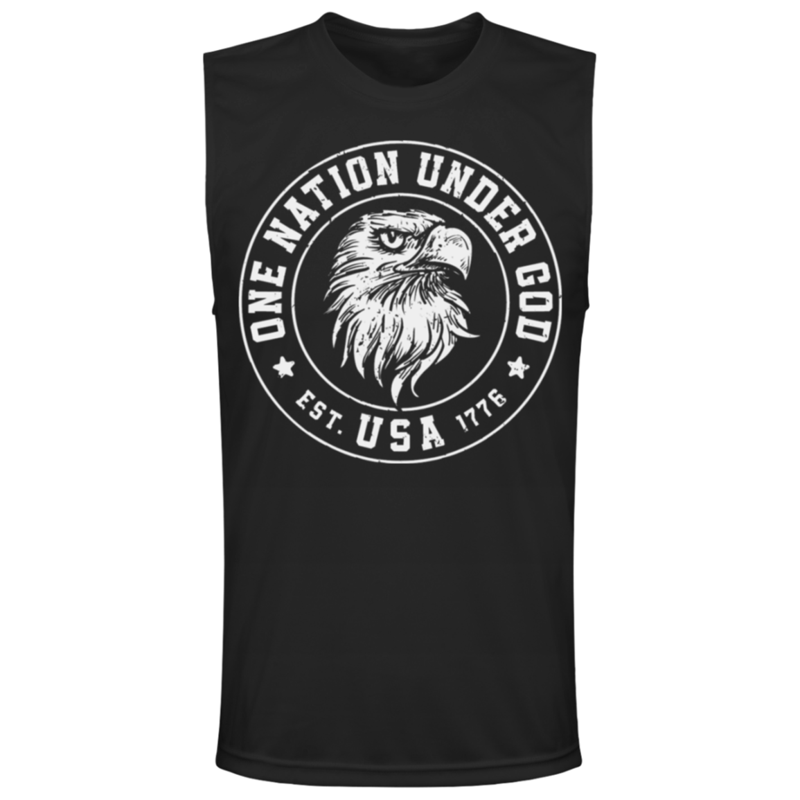 "One Nation Under God: USA Est. 1776" Patriotic Eagle Muscle Tee