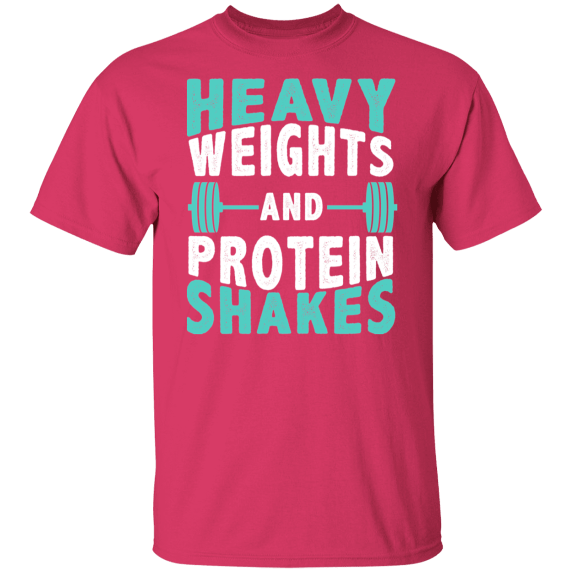 "Heavy Weights and Protein Shakes" Gym T-Shirt – Perfect for Fitness Enthusiasts & Weight Lifters!
