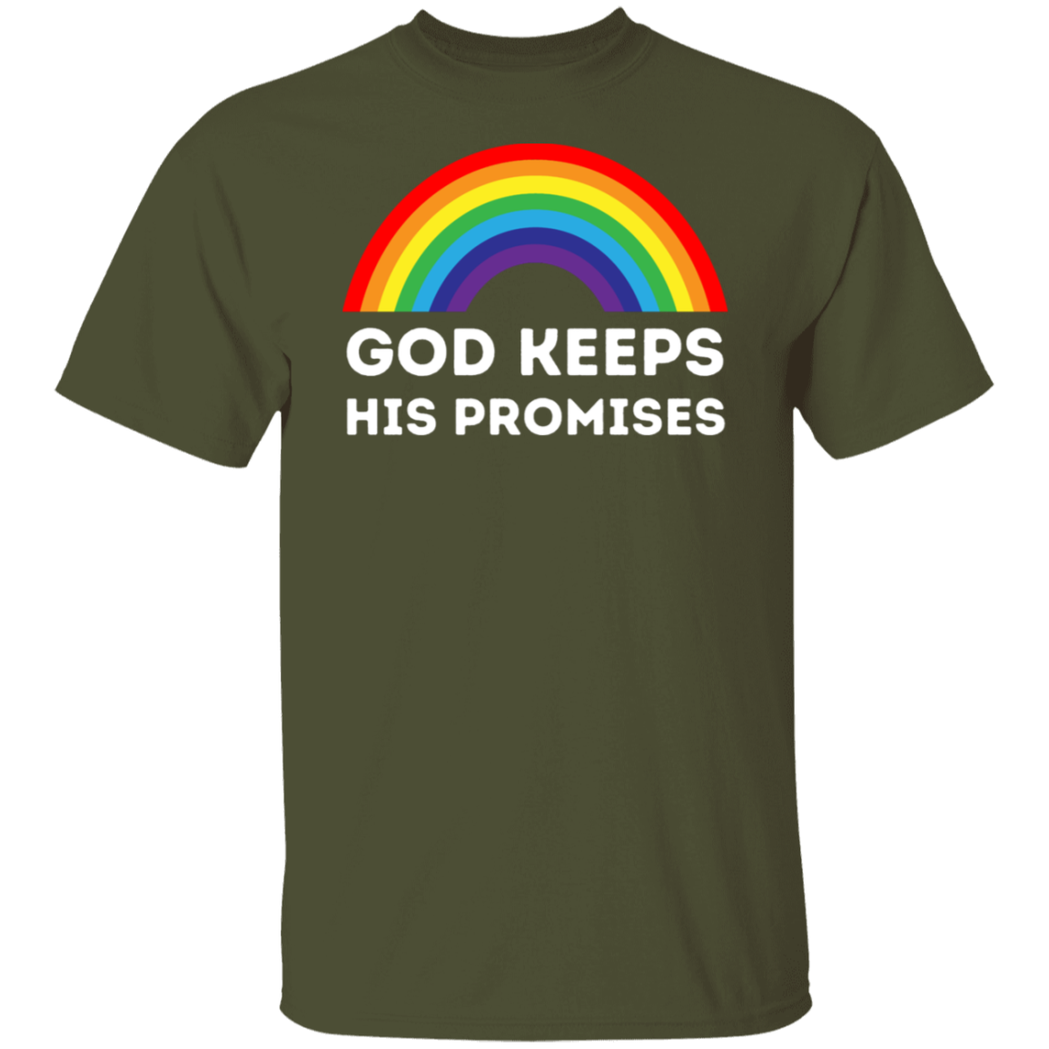 "God Keeps His Promises" Rainbow T-Shirt – Inspirational Christian Apparel