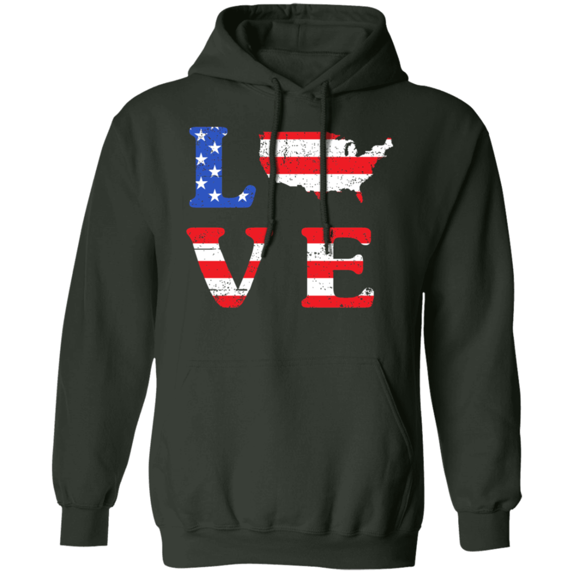 Patriotic "LOVE" Hoodie – USA Shaped "O" for Proud Americans