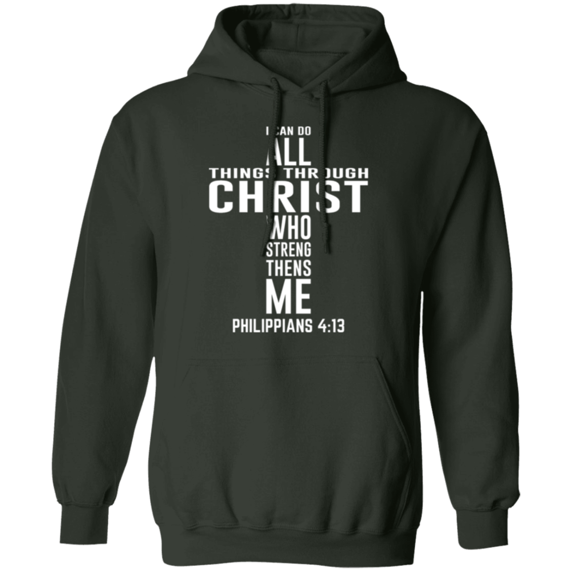 Philippians 4:13 Christian Cross Pullover Hoodie