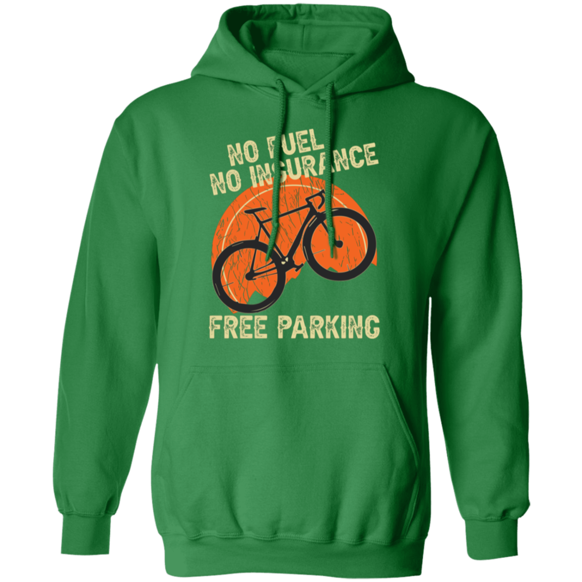 "Bicycling Benefits" Hoodie: No Fuel, No Insurance, Free Parking - Great Gift for Cycling Enthusiasts!