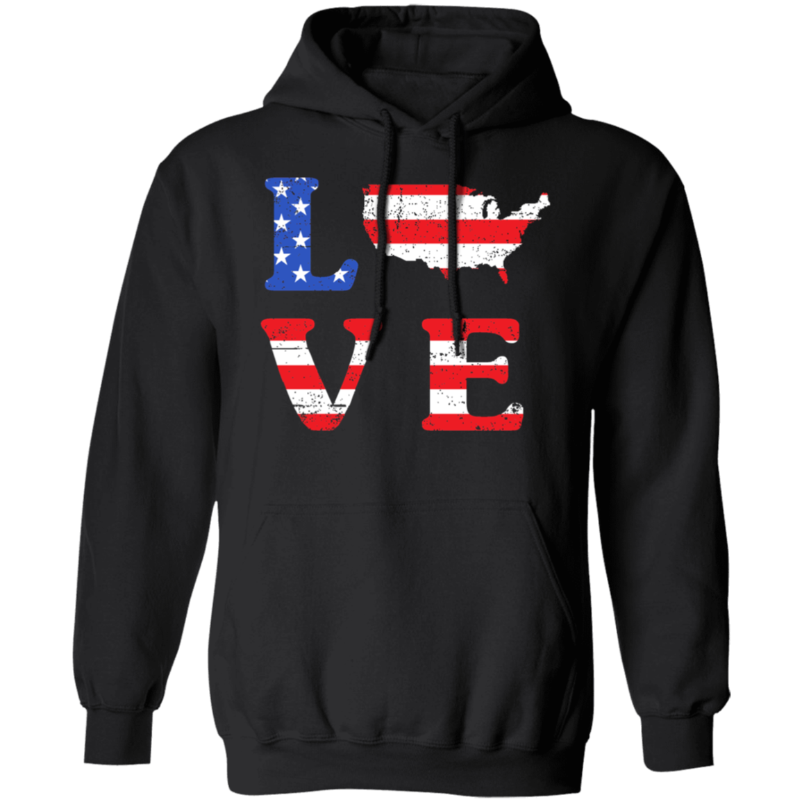Patriotic "LOVE" Hoodie – USA Shaped "O" for Proud Americans