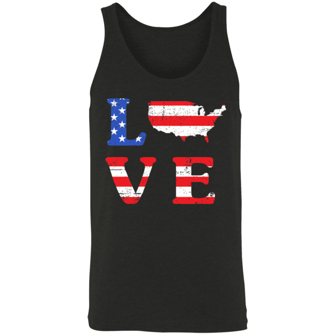 Patriotic "LOVE" Unisex Tank Top – USA Shaped "O" for Proud Americans