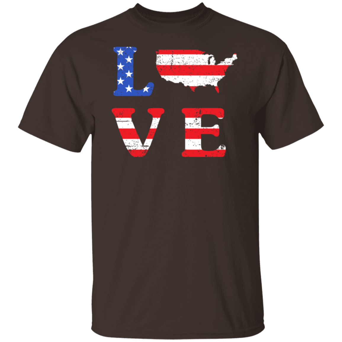 Patriotic "LOVE" T-Shirt – USA Shaped "O" for Proud Americans