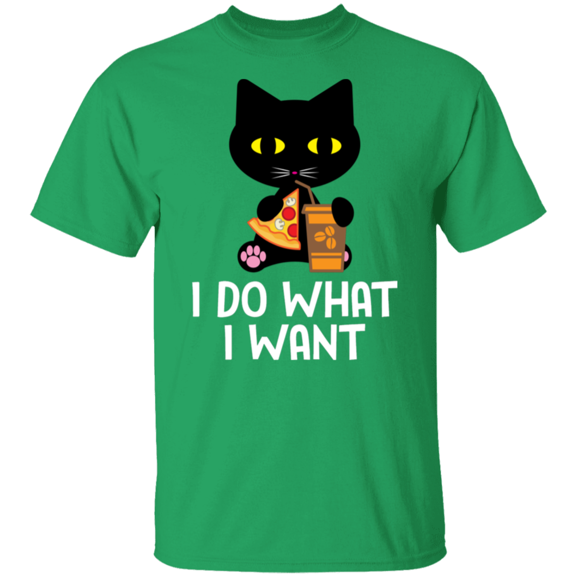 "I Do What I Want" Black Cat Pizza & Coffee T-Shirt – The Perfect Tee for Cat Lovers, Cat Owners & Cat Ladies!
