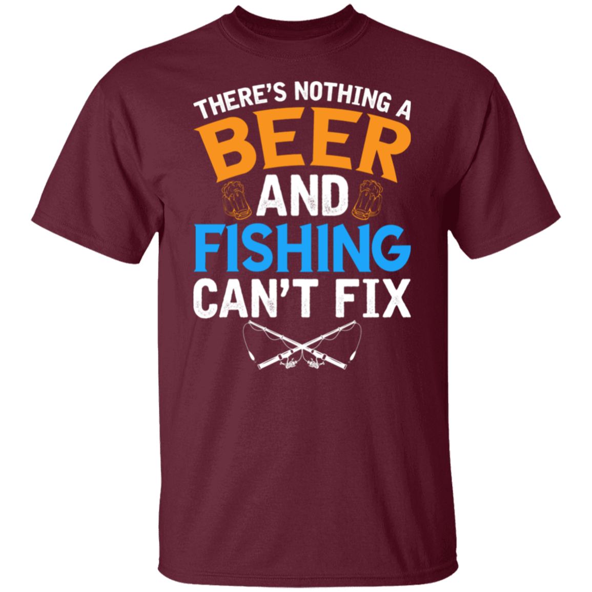 "There's Nothing A Beer And Fishing Can't Fix" T-Shirt – Perfect for Fishing Enthusiasts & Beer Lovers!