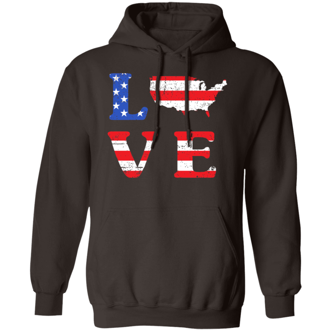 Patriotic "LOVE" Hoodie – USA Shaped "O" for Proud Americans