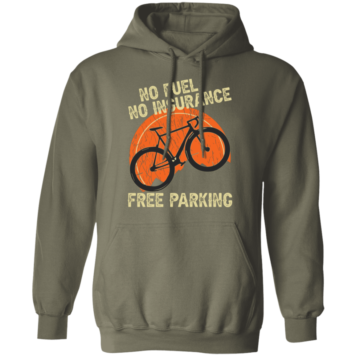 "Bicycling Benefits" Hoodie: No Fuel, No Insurance, Free Parking - Great Gift for Cycling Enthusiasts!
