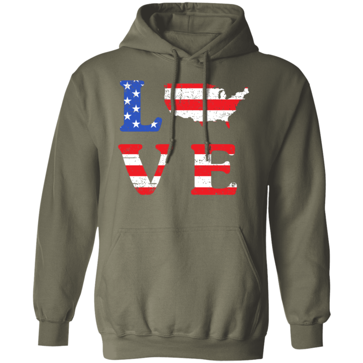 Patriotic "LOVE" Hoodie – USA Shaped "O" for Proud Americans