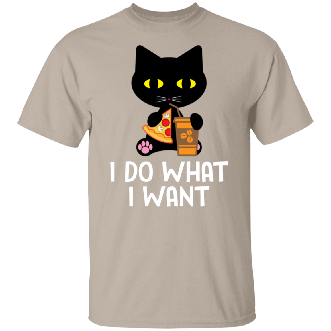 "I Do What I Want" Black Cat Pizza & Coffee T-Shirt – The Perfect Tee for Cat Lovers, Cat Owners & Cat Ladies!
