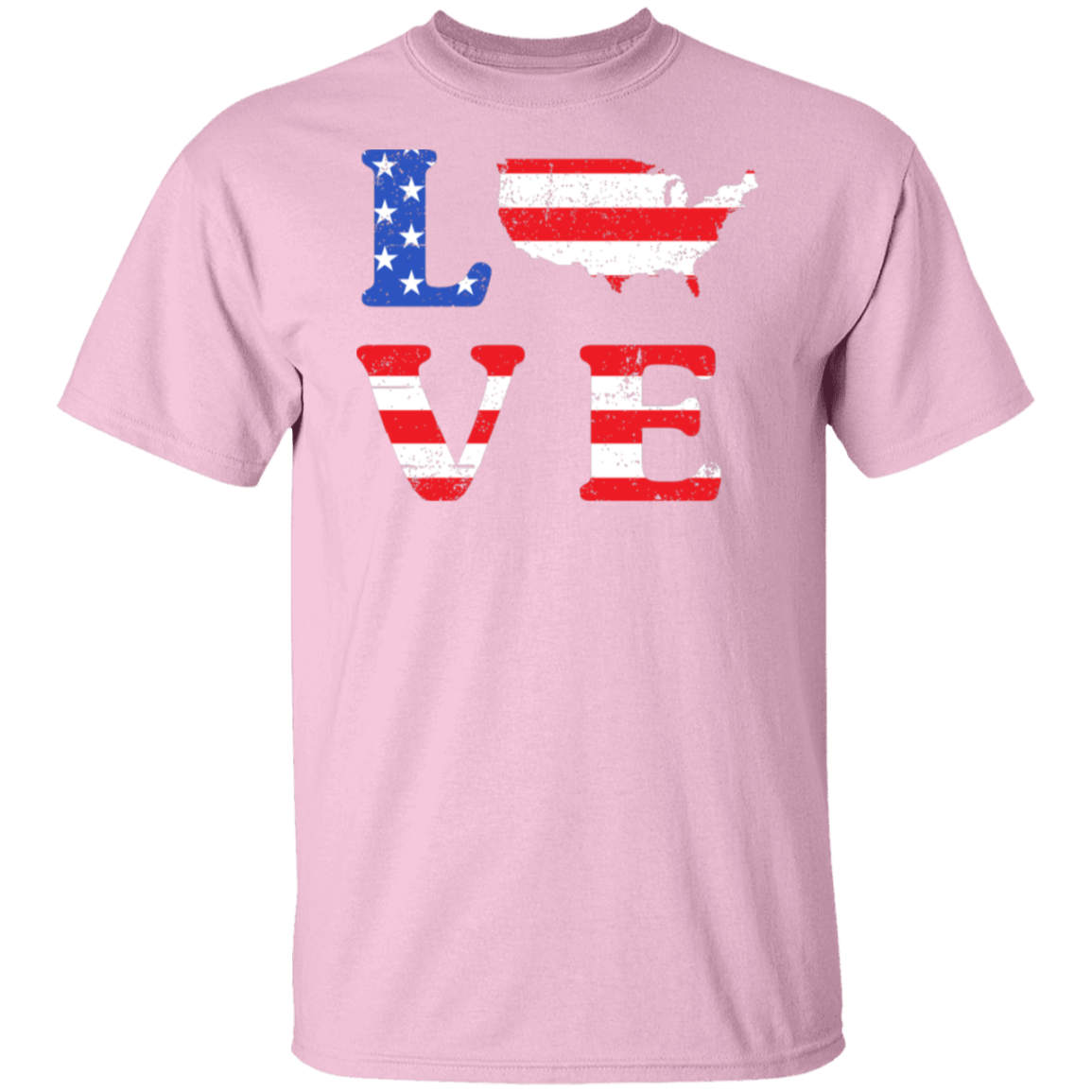 Patriotic "LOVE" T-Shirt – USA Shaped "O" for Proud Americans