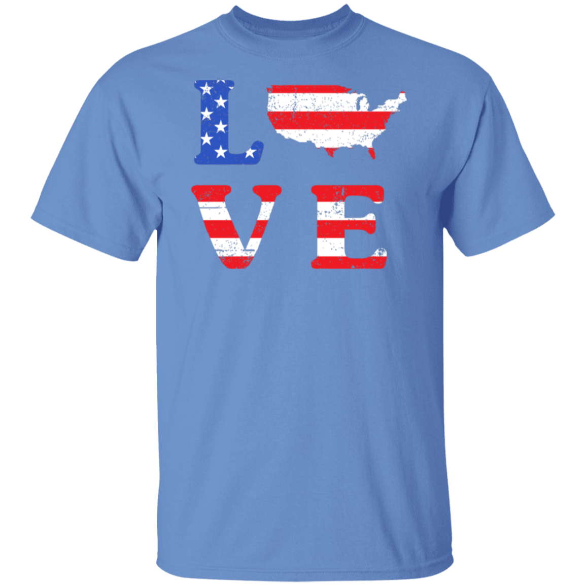 Patriotic "LOVE" T-Shirt – USA Shaped "O" for Proud Americans