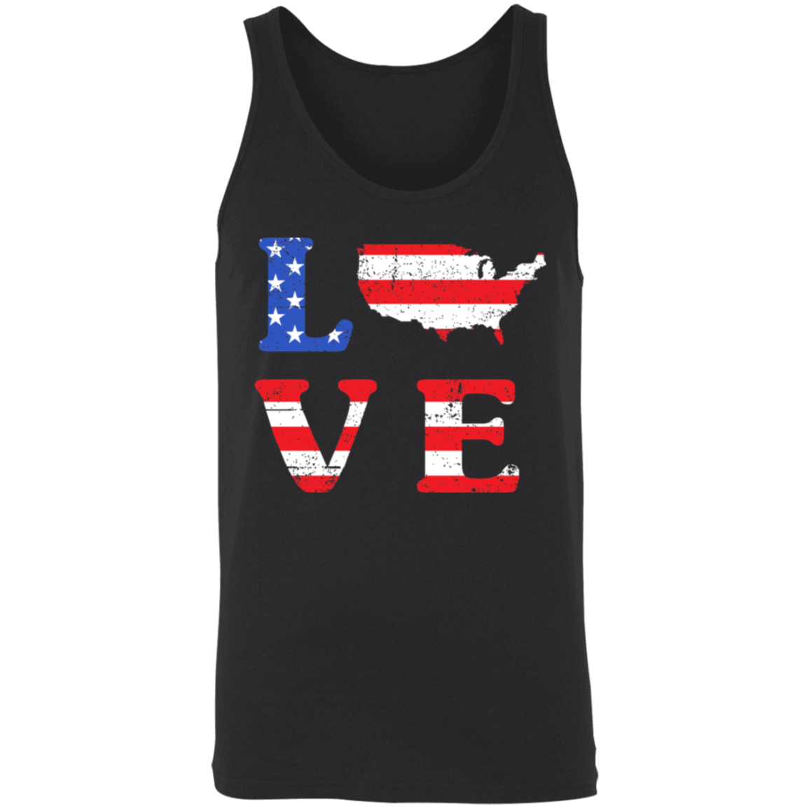 Patriotic "LOVE" Unisex Tank Top – USA Shaped "O" for Proud Americans