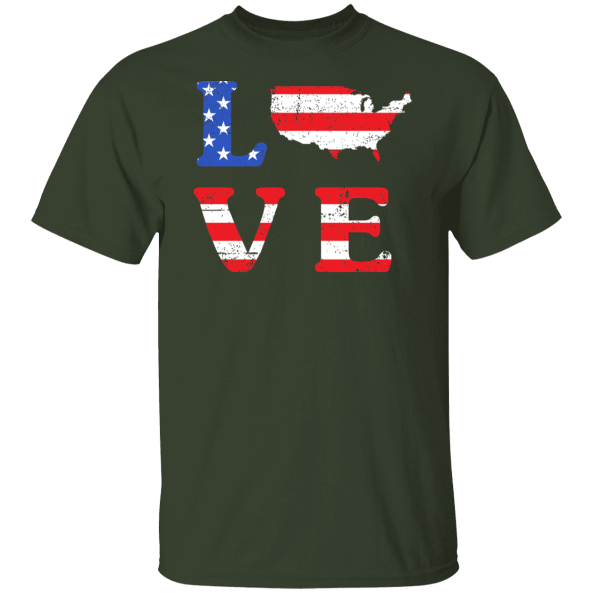 Patriotic "LOVE" T-Shirt – USA Shaped "O" for Proud Americans