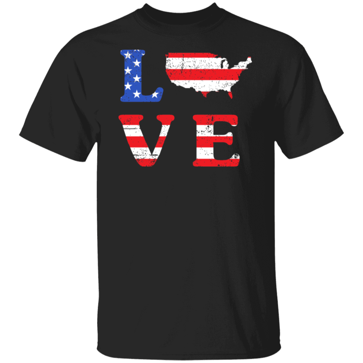 Patriotic "LOVE" T-Shirt – USA Shaped "O" for Proud Americans